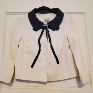 Moschino cheap and chic white jacket black bow detail. Designer size 8US. EUC